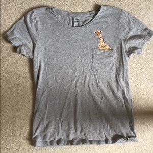 J. crew T-shirt with giraffe in the pocket